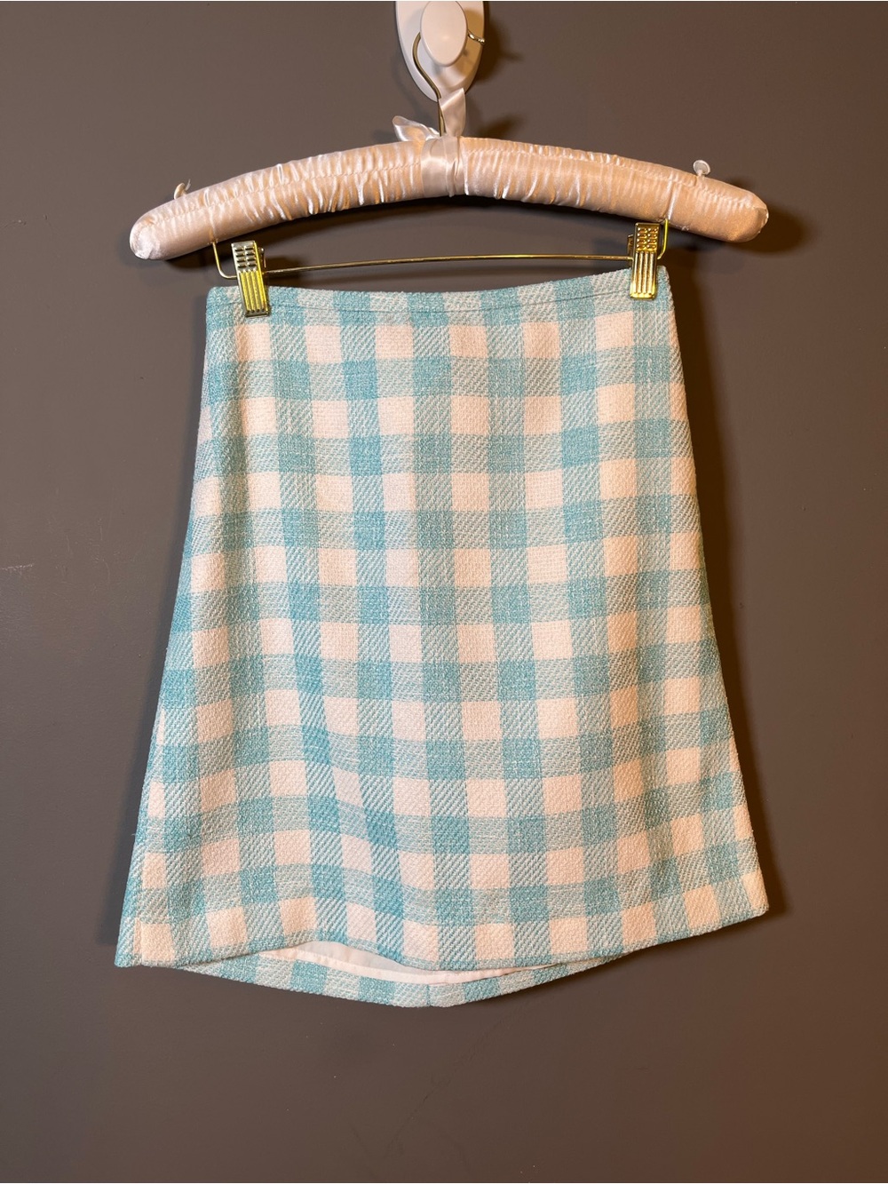 Ann Taylor Blue and White Checked Mini Skirt